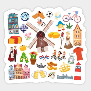 Netherlands Travel Icons Sticker